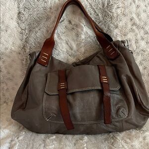 Stylish Gray and Brown Hobo Bag